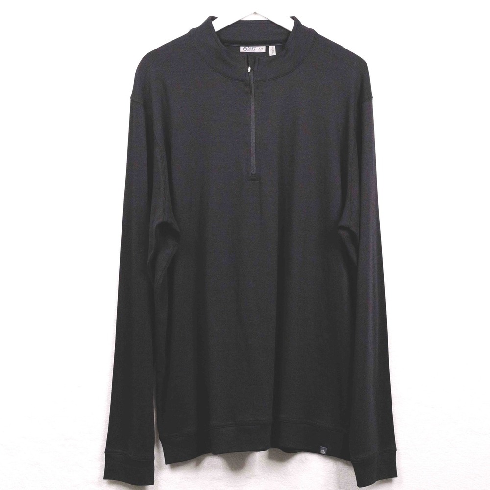 TASC PERFORMANCE Pimaluxe Quarter Zip Pullover Bamboo Pima Cotton Black Mens XXL